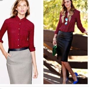 J.Crew Crinkle Boy Shirt Red Check Sz 6 Navy Blue